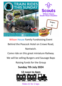 On Sunday 7th July we will be providing refreshments at The Peacock Railway, please tell your friends and family to come along and have a ride on this fantastic miniature railway. It only costs £1 for 2 laps of the circuit then grab a bite to eat. All money raised from the catering side will come straight back to Wilson House so we can invest in future equipment upgrades and purchases. Thank You